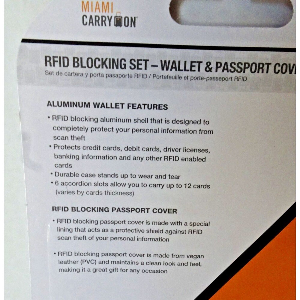 NEW Miami Carry-On RFID Passport Holder + Aluminum Wallet Travel Set Floral - Picture 6 of 9